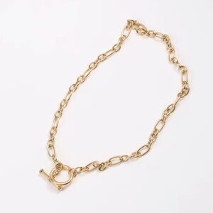 Waterproof Stainless Steel 18K Gold Plated Link Chain Toggle Necklace